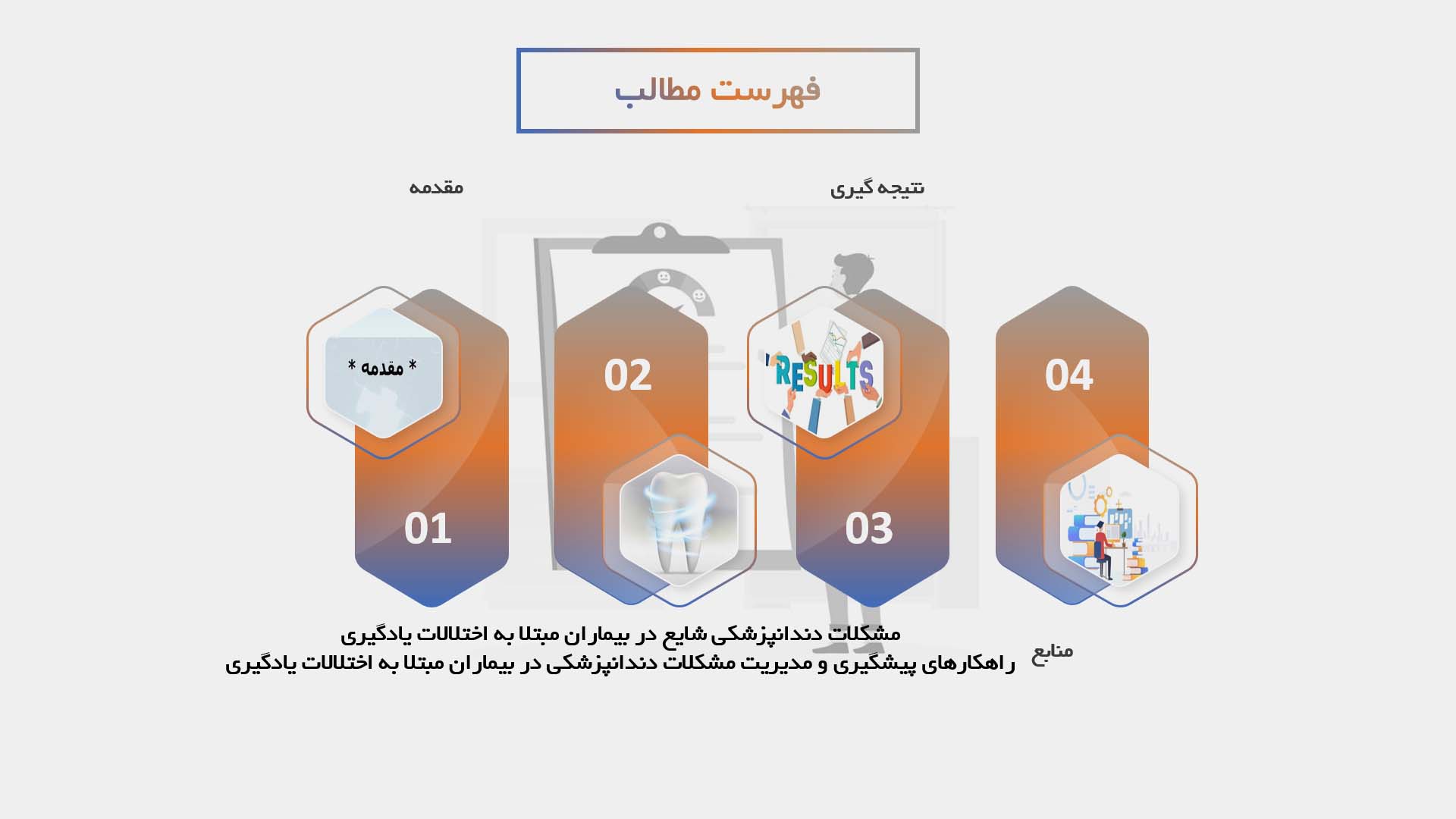 پاورپوینت بررسی مشکلات دندانپزشکی در بیماران مبتلا به اختلالات یادگیری